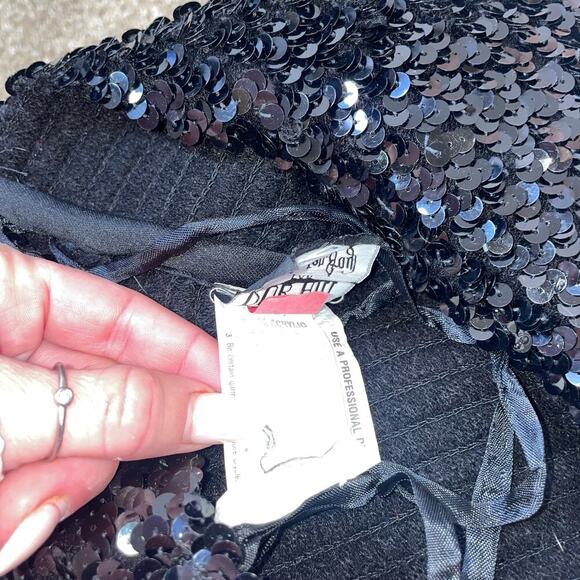 Vintage Rob Hill for Mister Jay sequined top chiffon bottom black/white SZ 7 - Picture 9 of 13